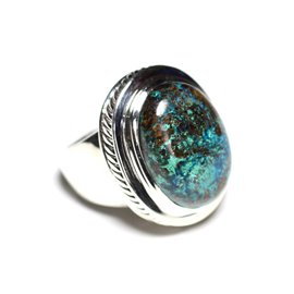 N1171 - Anello in argento 925 e pietra - Ovale azzurrite 20x15 mm 