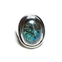 N1171 - Bague Argent 925 et Pierre - Azurite Ovale 20x15mm 