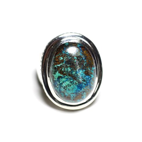 N1171 - Bague Argent 925 et Pierre - Azurite Ovale 20x15mm