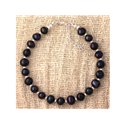 Bracelet en perles de culture noires et perles d'Argent 925