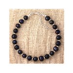Bracelet en perles de culture noires et perles d'Argent 925