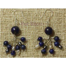 Boucles Argent 925 - Lapis Lazuli et Perles de Culture