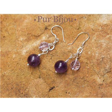 Boucles Argent 925 - Améthyste Argent Violet