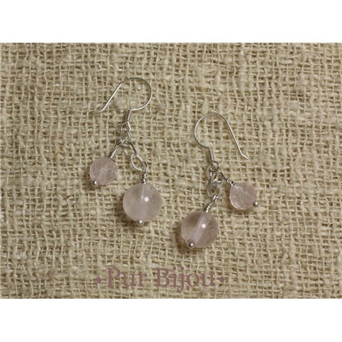 Boucles Argent 925 - Quartz Rose