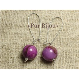 Boucles d'Oreilles Pierre Semi précieuse - Sugilite 16mm
