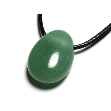 Collier Pendentif Pierre semi précieuse - Aventurine Verte Goutte 25mm 