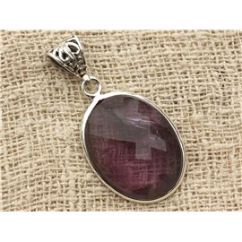 n11 - 925 Silber Anhänger und Stein - Facettierter Amethyst Oval 29x21mm 