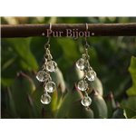 Boucles Argent 925 - Pierres Semi Précieuses - Cristal de Roche Facetté