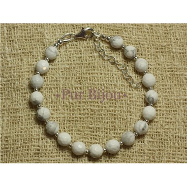 Bracelet Argent 925 et Howlite Facettée 2