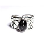 N224 - Bague Argent 925 et Pierre - Black star Ovale 9x7mm 