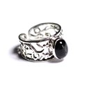 N224 - Bague Argent 925 et Pierre - Black star Ovale 9x7mm 