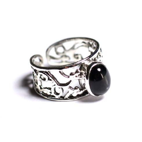 N224 - Bague Argent 925 et Pierre - Black star Ovale 9x7mm