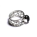 N224 - Bague Argent 925 et Pierre - Black star Ovale 9x7mm 