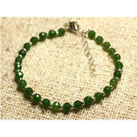 Bracciale in Argento 925 e Pietra - Giada Verde Sfaccettata 4mm 