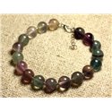 Bracelet Argent 925 et Pierre semi précieuse - Fluorite Multicolore 10mm 