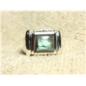 N123 - Bague Argent 925 et Pierre - Labradorite Carré 10mm 