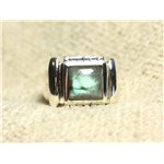 N123 - Bague Argent 925 et Pierre - Labradorite Carré 10mm 