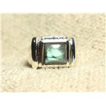 N123 - Bague Argent 925 et Pierre - Labradorite Carré 10mm 