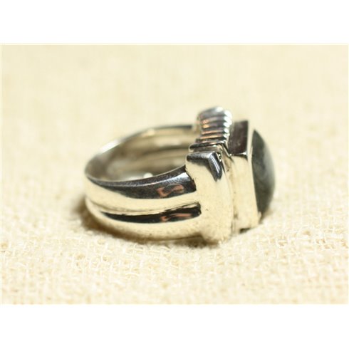 N123 - Bague Argent 925 et Pierre - Labradorite Carré 10mm