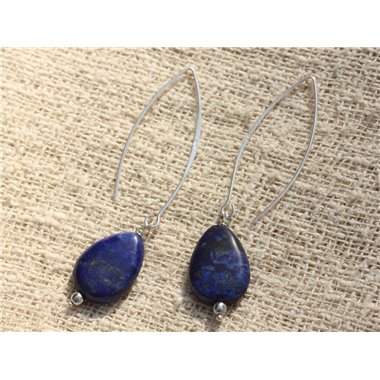Boucles d'Oreilles Argent 925 - Lapis Lazuli Gouttes 18x13mm 