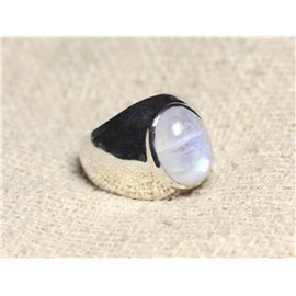 n116 - Silver 925 Ring Rainbow Moonstone Oval 14x10mm 