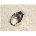 n116 - Bague Argent 925 Pierre de Lune Arc en Ciel Ovale 14x10mm 