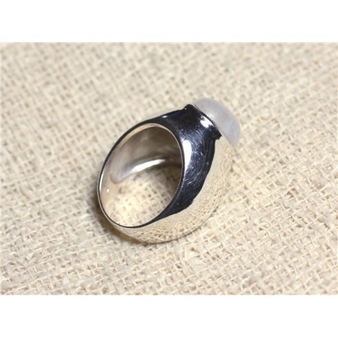n116 - Bague Argent 925 Pierre de Lune Arc en Ciel Ovale 14x10mm