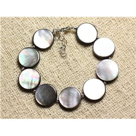 Bracelet Silver 925 and Black Mother of Pearl Palets 15mm 