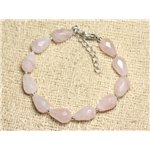 Bracelet Argent 925 et Pierre - Quartz Rose Gouttes Facettées 12mm 