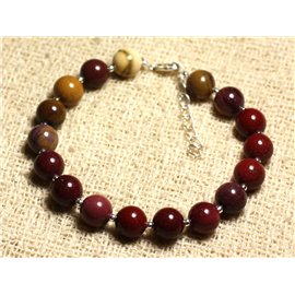 Bracciale Argento 925 e pietra semipreziosa - Jasper mokaïte 8mm