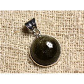 N2 - 925 Silver Pendant and Stone - Round Tourmaline 18mm 