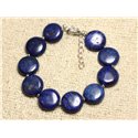 Bracelet Argent 925 et Pierre - Lapis Lazuli Palets 14mm 