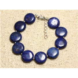 Armband Silber 925 und Stein - Lapislazuli Paletten 14mm 