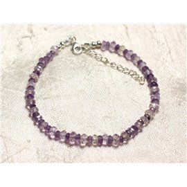 Bracelet 925 Silver and Amethyst and Ametrine Stones 3-5mm 
