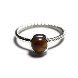 N231 - 925 Silber- und Steinring - Tiger Eye 6mm Twist Ring 