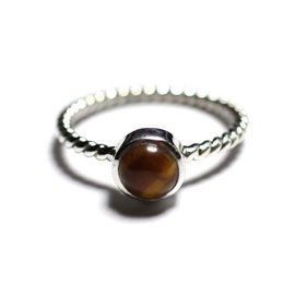 N231 - 925 Silver and Stone Ring - Tiger Eye 6mm Twist ring 