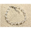 Bracelet Argent 925 et Pierre - Cristal de Roche Quartz Gouttes 8x5mm 