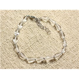 Bracciale in Argento 925 e Pietra - Gocce di Quarzo Cristallo di Rocca 8x5mm 