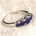 N122 - Bague Argent 925 et Pierre - Lapis Lazuli Ronds 2.5 - 4.5mm 