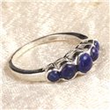 N122 - Bague Argent 925 et Pierre - Lapis Lazuli Ronds 2.5 - 4.5mm 