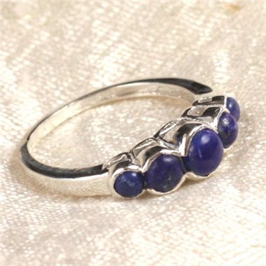 N122 - Bague Argent 925 et Pierre - Lapis Lazuli Ronds 2.5 - 4.5mm 