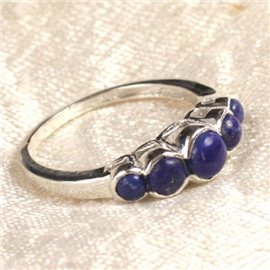 N122 - Ring Silber 925 und Stein - Lapislazuli Runden 2,5 - 4,5 mm 