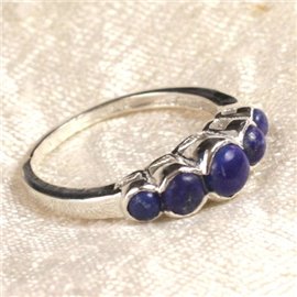 N122 - Ring Silver 925 and Stone - Lapis Lazuli Rounds 2.5 - 4.5mm 