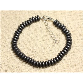 Bracciale Argento 925 e Pietra - Rondelle Ematite 6mm Matt 