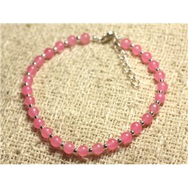 Armband 925 Zilver en Steen - Roze Jade 4 mm 