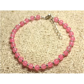 Bracelet 925 Silver and Stone - Pink Jade 4mm 