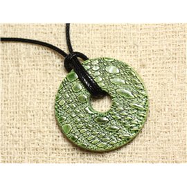 Necklace Pendant Ceramic Footprints Reptile Donut 38mm 