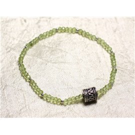 Armband Silber 925 und Stein - Peridot facettierte Unterlegscheiben 3mm 