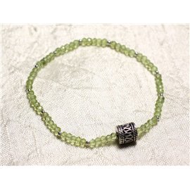 Bracelet Silver 925 and Stone - Peridot faceted washers 3mm 