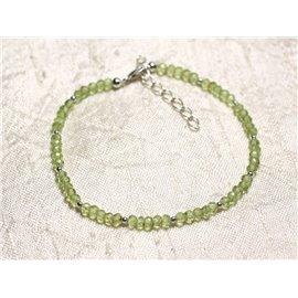 Bracelet Argent 925 et Pierre - Péridot rondelles facettées 3mm  Bracelet Argent 925 et Pierre - Péridot rondelles facettées 3mm